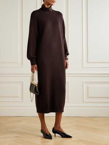 Allude Wool and cashmere-blend turtleneck maxi dress