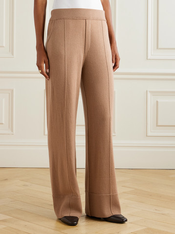 Allude Wool and cashmere-blend wide-leg pants