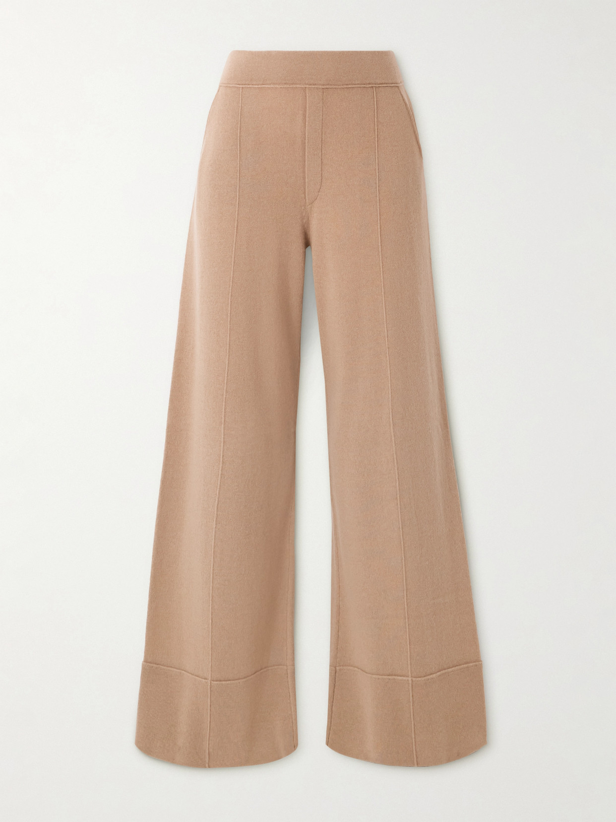 Allude Wool And Cashmere-blend Wide-leg Pants In Neutral