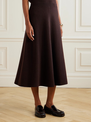 Allude Wool and cashmere-blend midi skirt