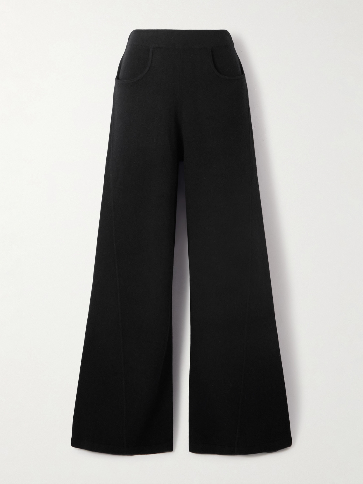 Allude Wool And Cashmere-blend Wide-leg Pants In Black