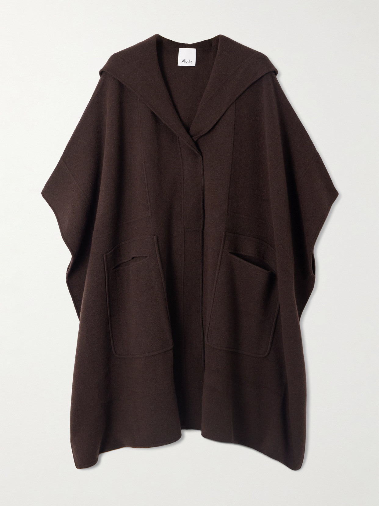 Allude Hooded Wool And Cashmere-blend Cape In Brown
