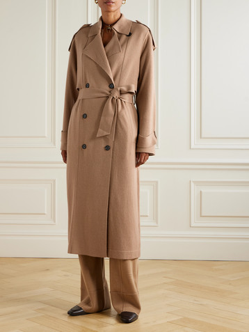 Allude Double-breasted wool and cashmere-blend trench