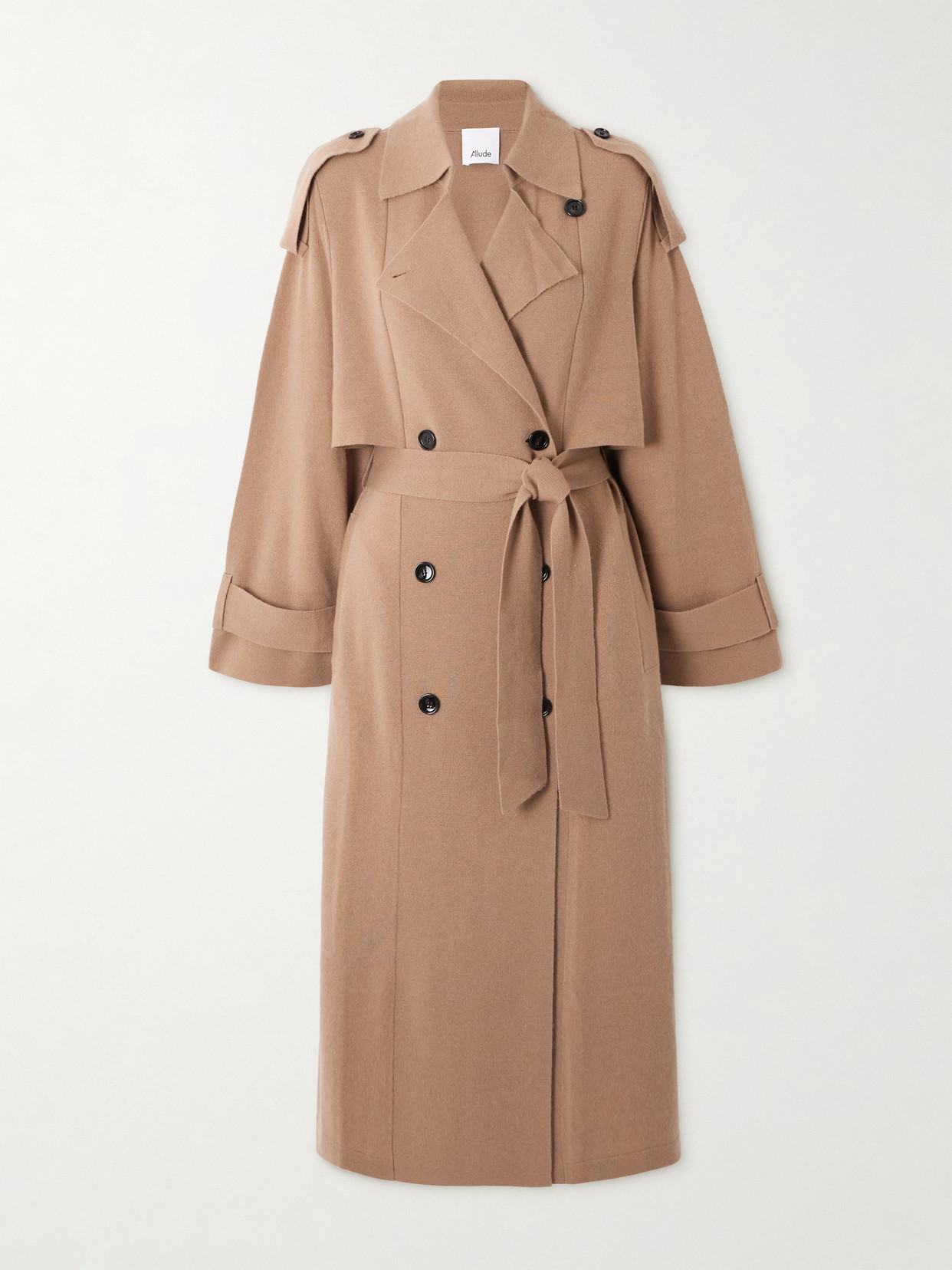Allude Double-breasted Wool And Cashmere-blend Trench In Brown