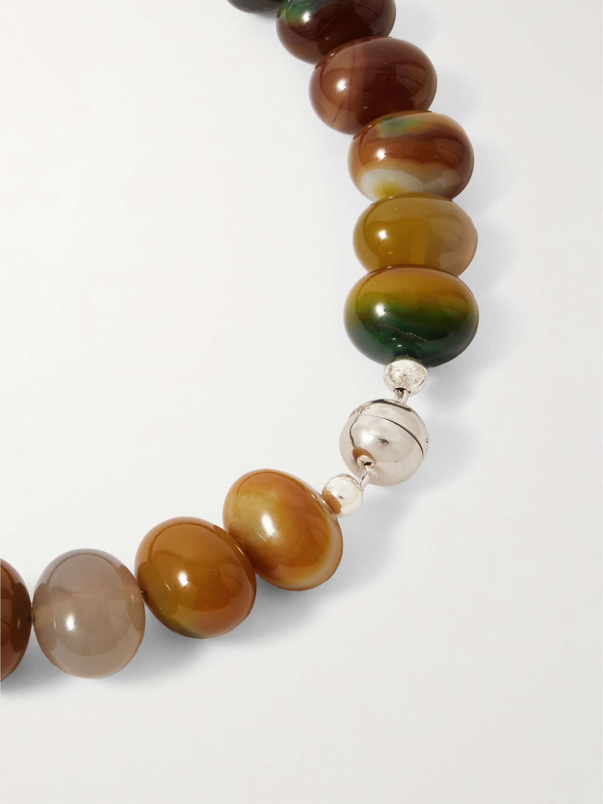 Odette silver-tone agate necklace - green - One Size