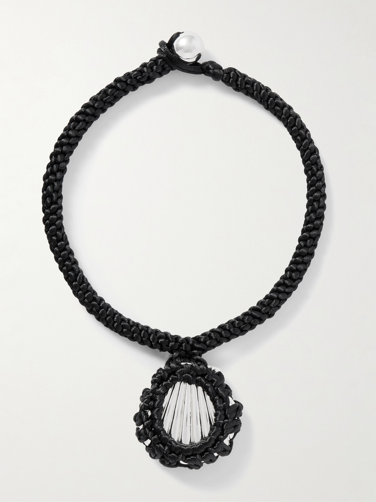 Julietta Ina Rhodium-plated Silver-tone Cord Necklace In Black