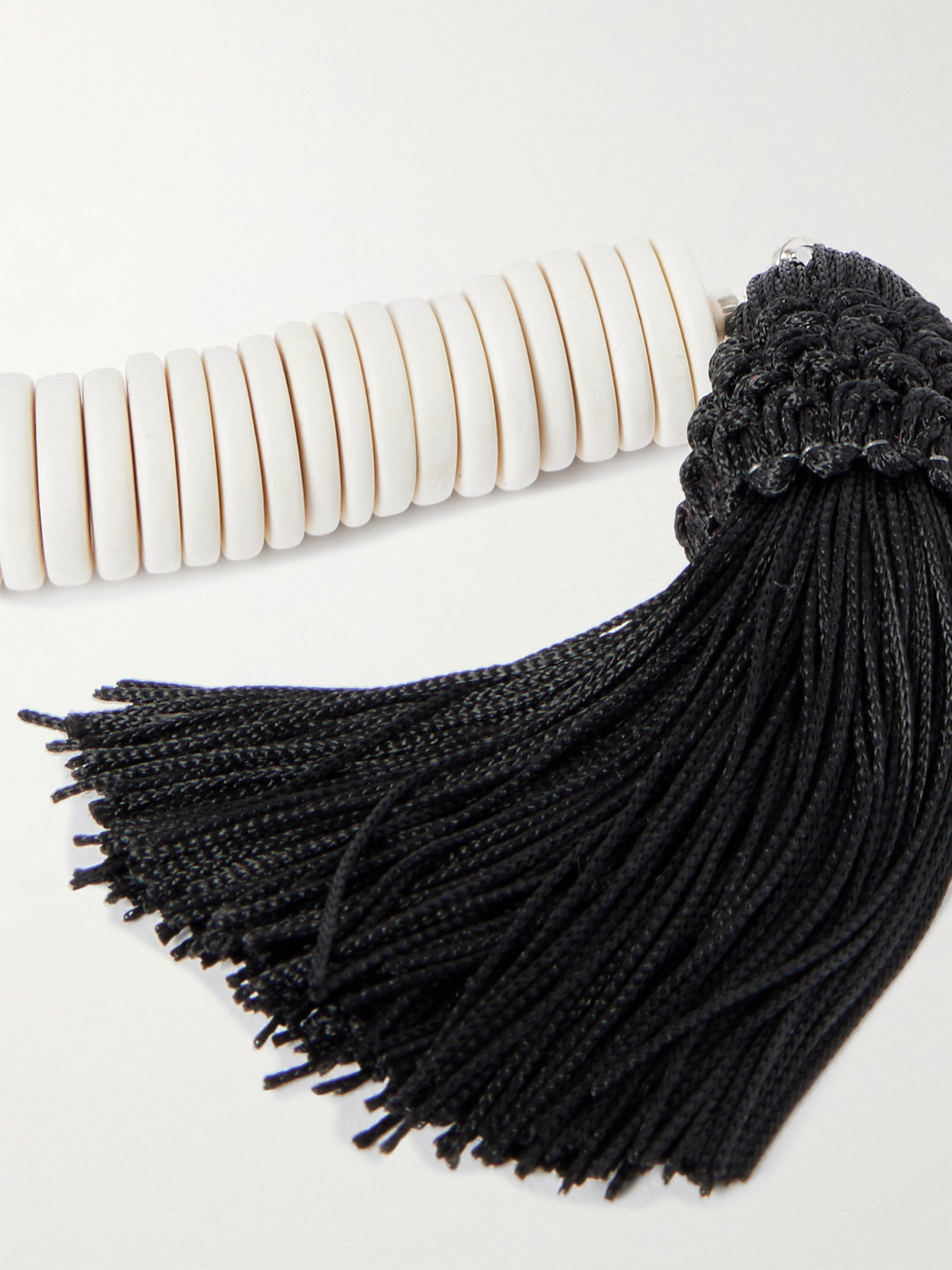 Julietta Helene Tasseled Silver-tone, Resin And Cord Bag Charm In White