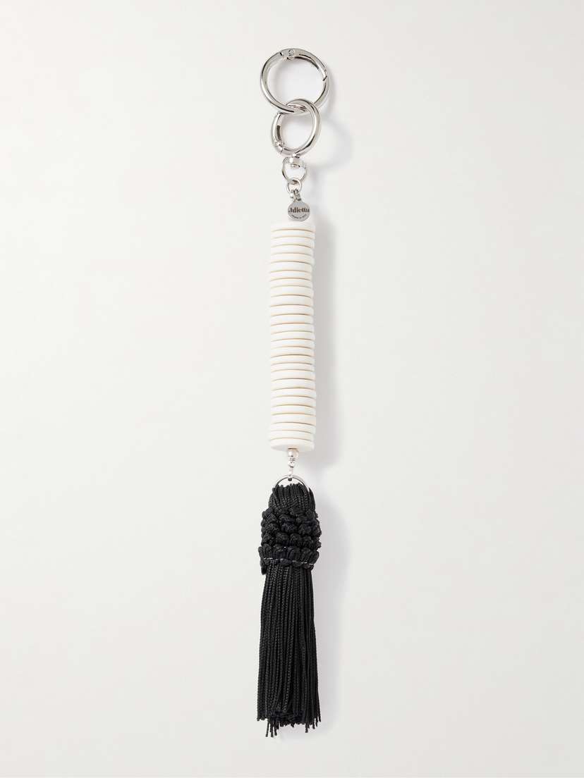 Julietta Helene Tasseled Silver-tone, Resin And Cord Bag Charm