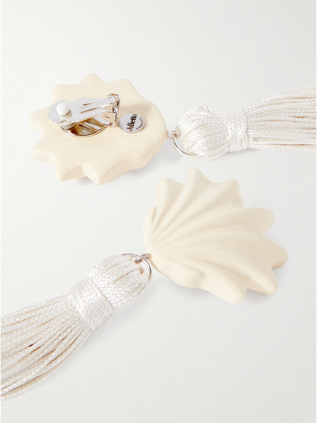 Julietta Biarritza Resin And Cord Clip Earrings In White