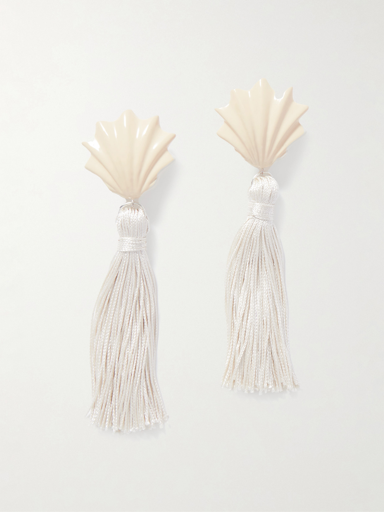 Julietta Biarritza Resin And Cord Clip Earrings In White