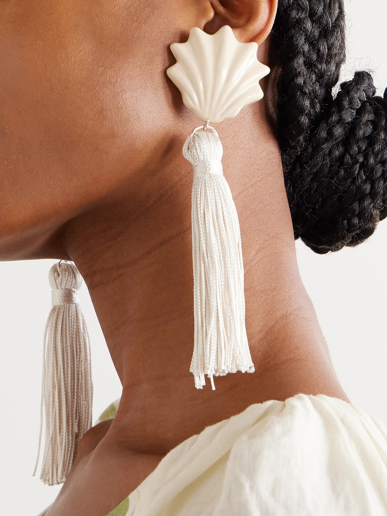 Julietta Biarritza Resin And Cord Clip Earrings In White
