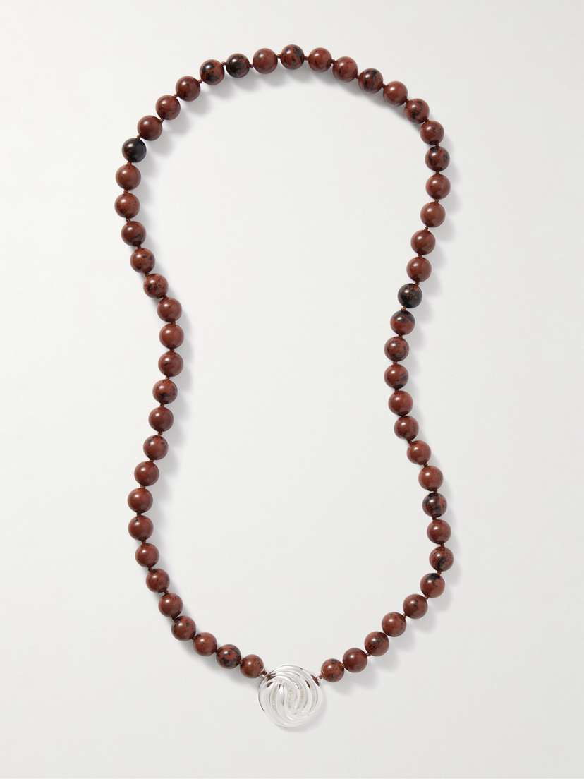 Julietta Rhodium-plated Obsidian Necklace