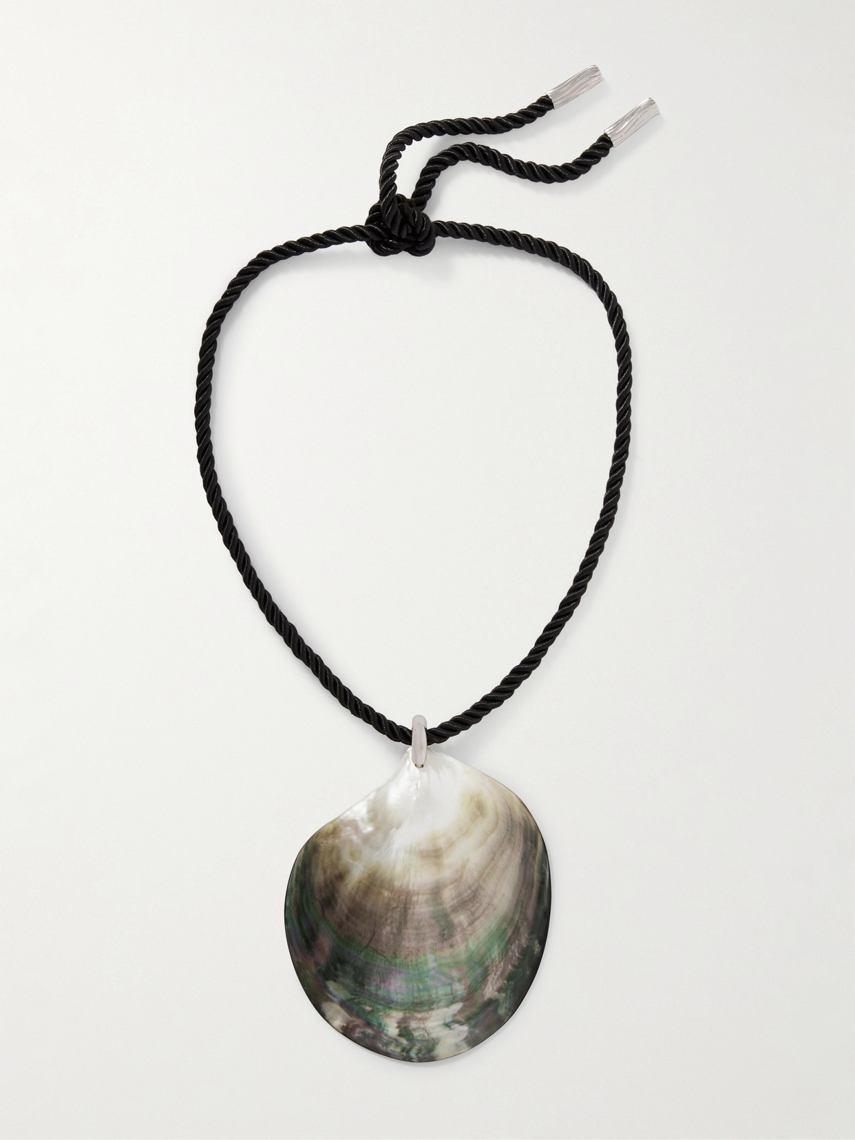 Julietta Lamar Silver-plated, Shell And Rope Necklace In Black