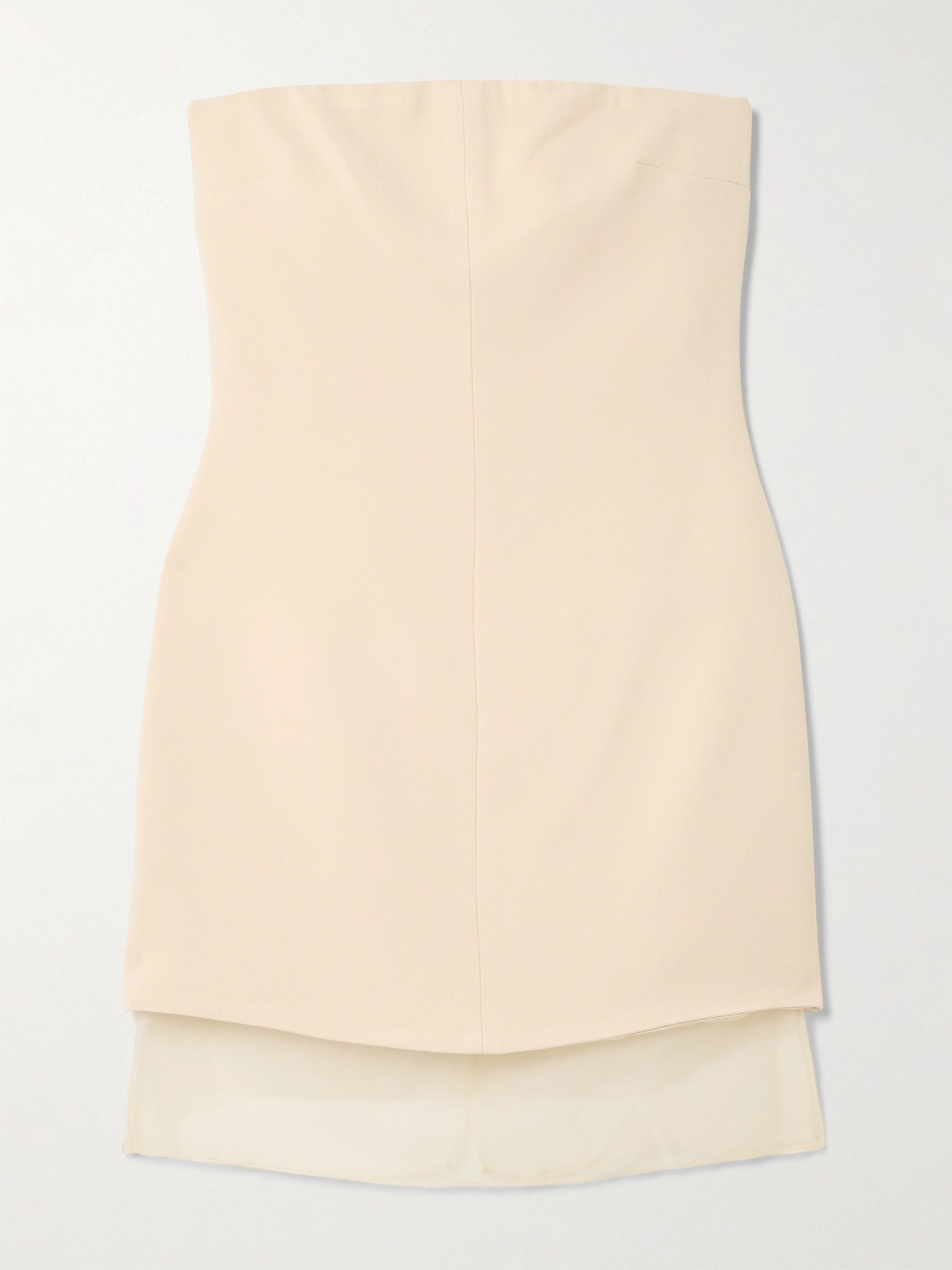 Esse Studios Issia Strapless Silk Organza-trimmed Crepe Mini Dress In Neutral