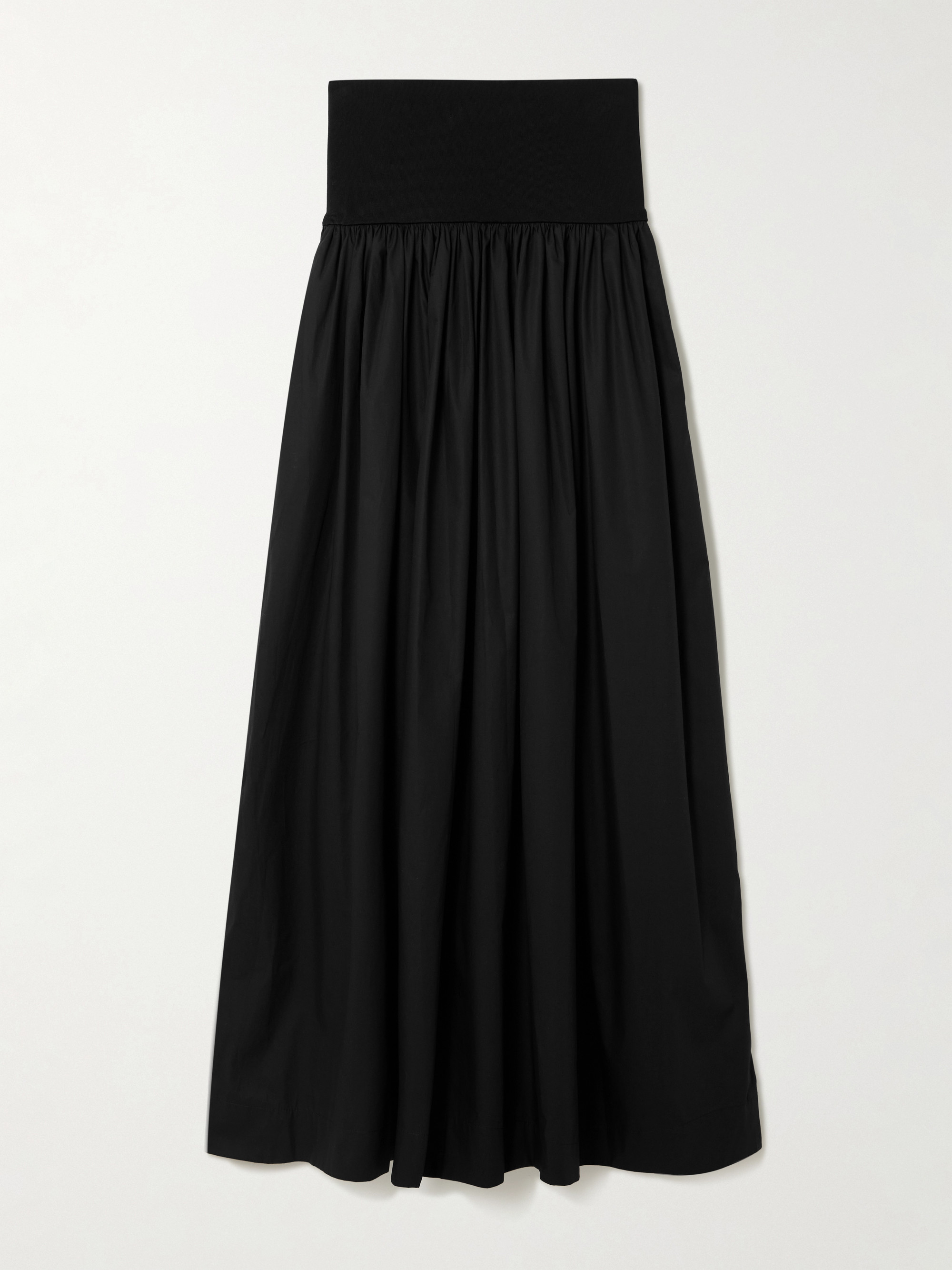 Esse Studios Gathered organic cotton-poplin and stretch-knit maxi skirt thumbnail