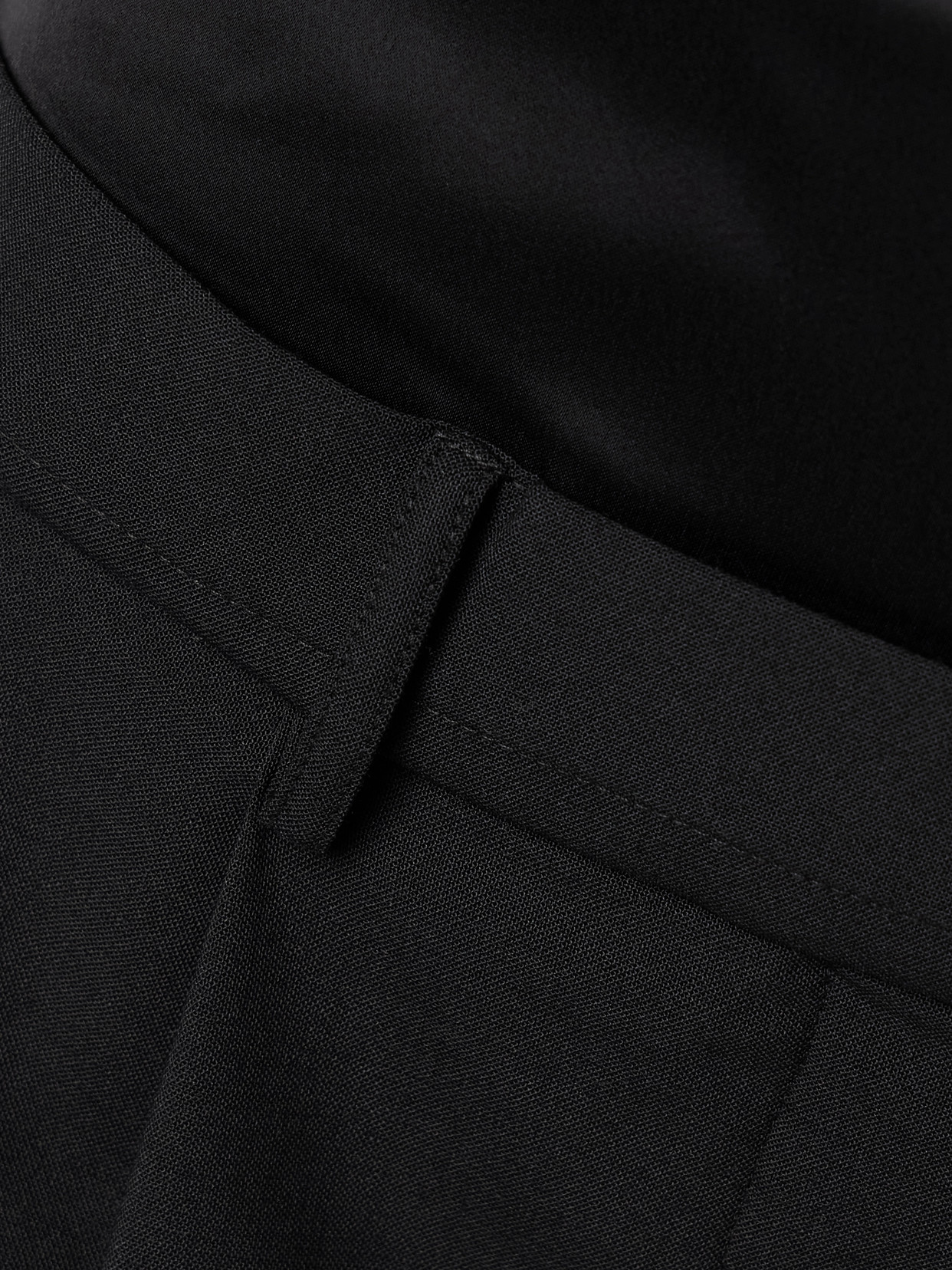 Esse Studios Portia Duo Layered Pleated Recycled-crepe Straight-leg Pants In Black