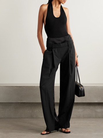 Esse Studios Portia Duo layered pleated recycled-crepe straight-leg pants