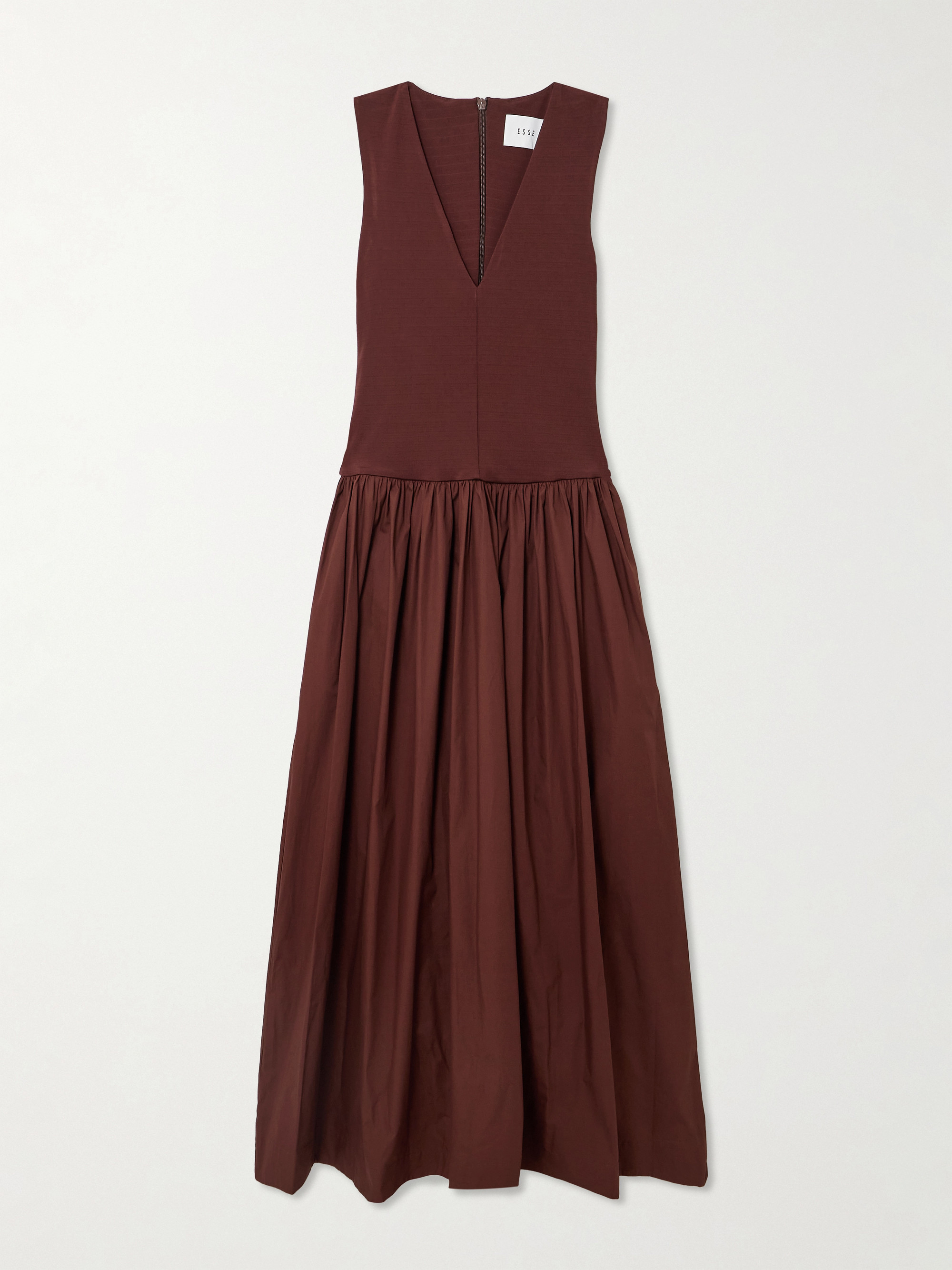 Esse Studios Stretch-knit and gathered organic cotton-poplin maxi dress