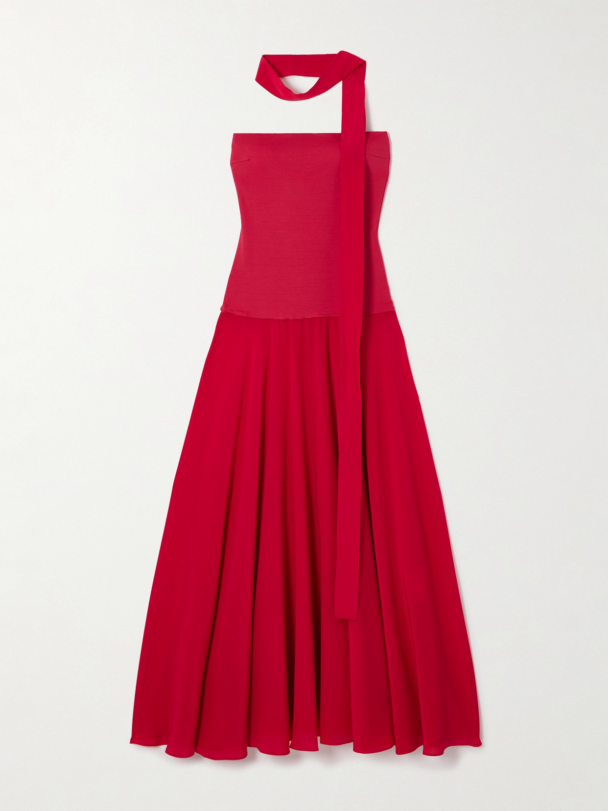 Esse Studios Illi Strapless Crepe And Silk-satin Maxi Dress And Tie In Red