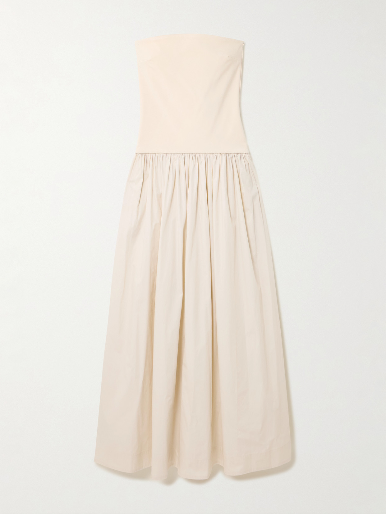 Esse Studios Strapless Stretch-knit And Organic Cotton-poplin Maxi Dress In Neutral