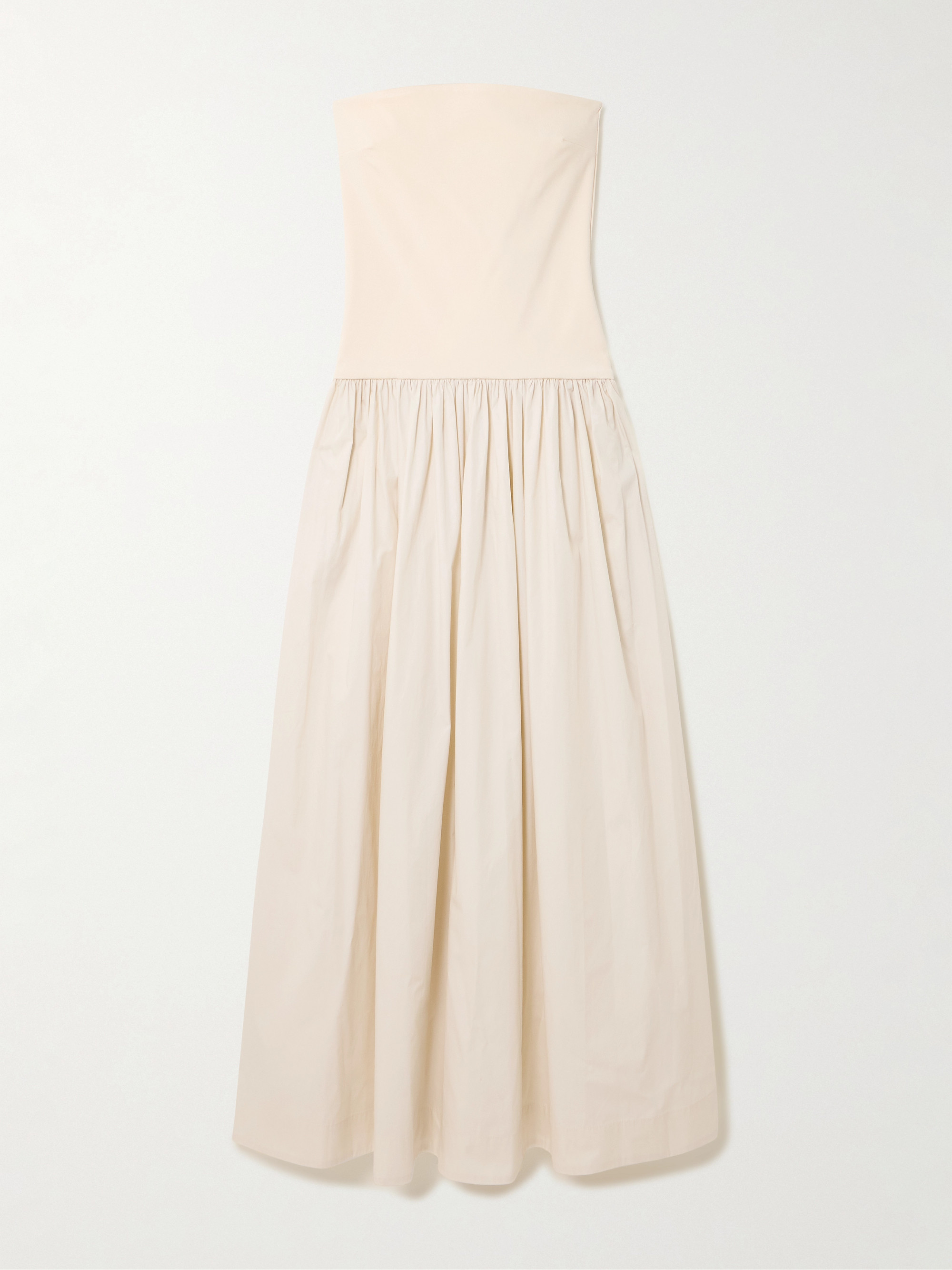 Esse Studios Strapless stretch-knit and organic cotton-poplin maxi dress