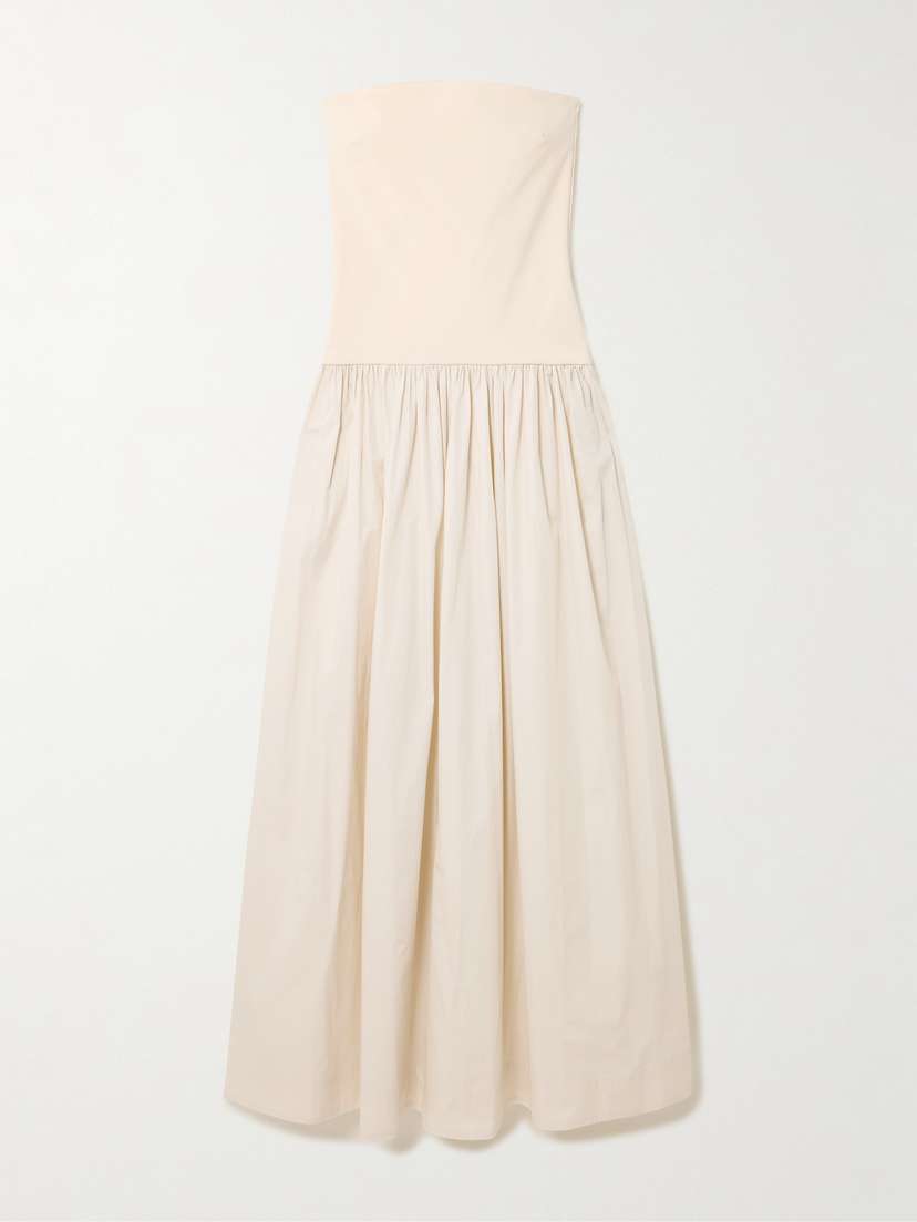 ESSE Studios Strapless Stretch-knit And Organic Cotton-poplin Maxi Dress