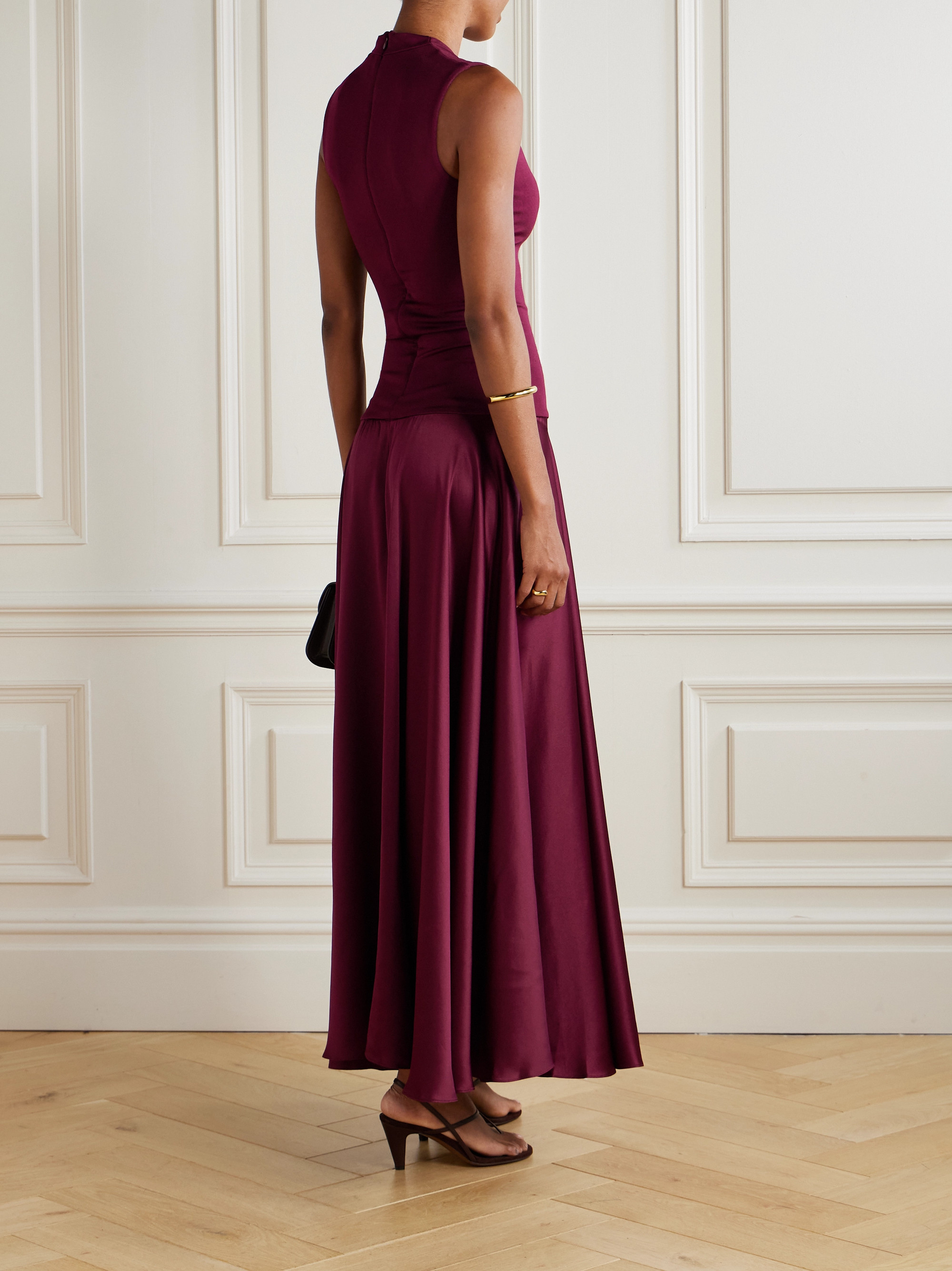 Esse Studios Illi V jersey and silk-satin maxi dress thumbnail