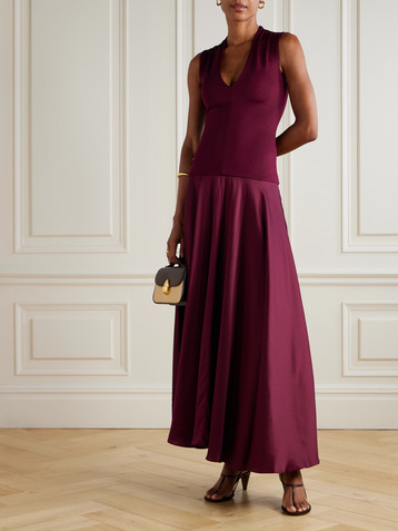 Esse Studios Illi V jersey and silk-satin maxi dress