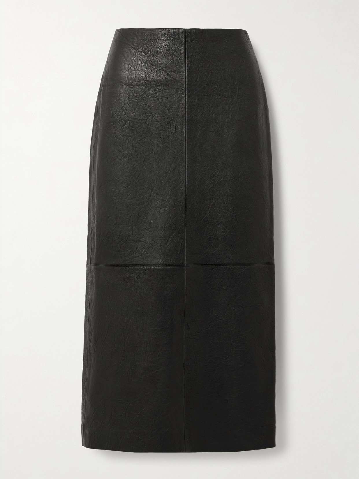Esse Studios Leather Midi Skirt In Black
