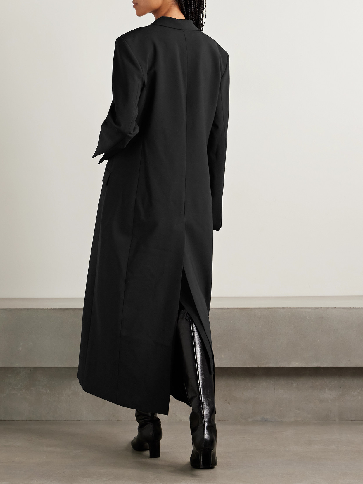 Esse Studios Classico Recycled-crepe Coat In Black
