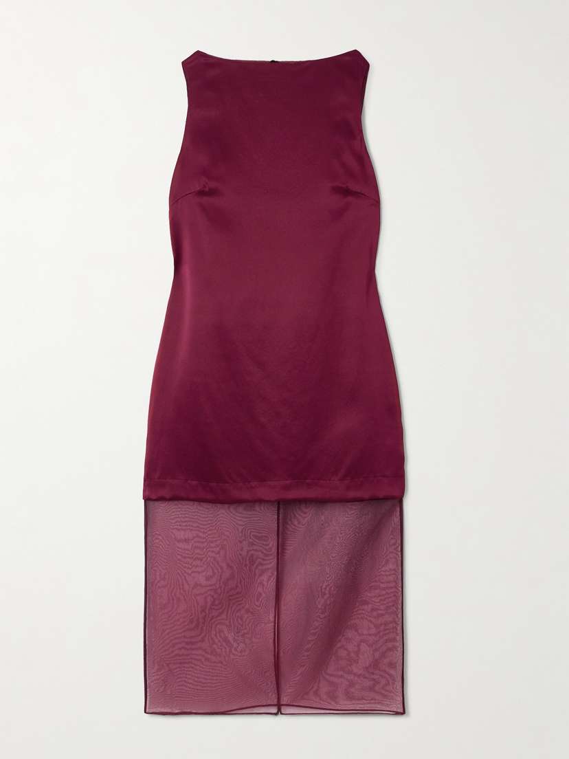 ESSE Studios Rio Cowl Organza-trimmed Silk-satin Midi Dress