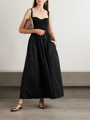 Esse Studios Stretch-knit and organic cotton-poplin bustier maxi dress
