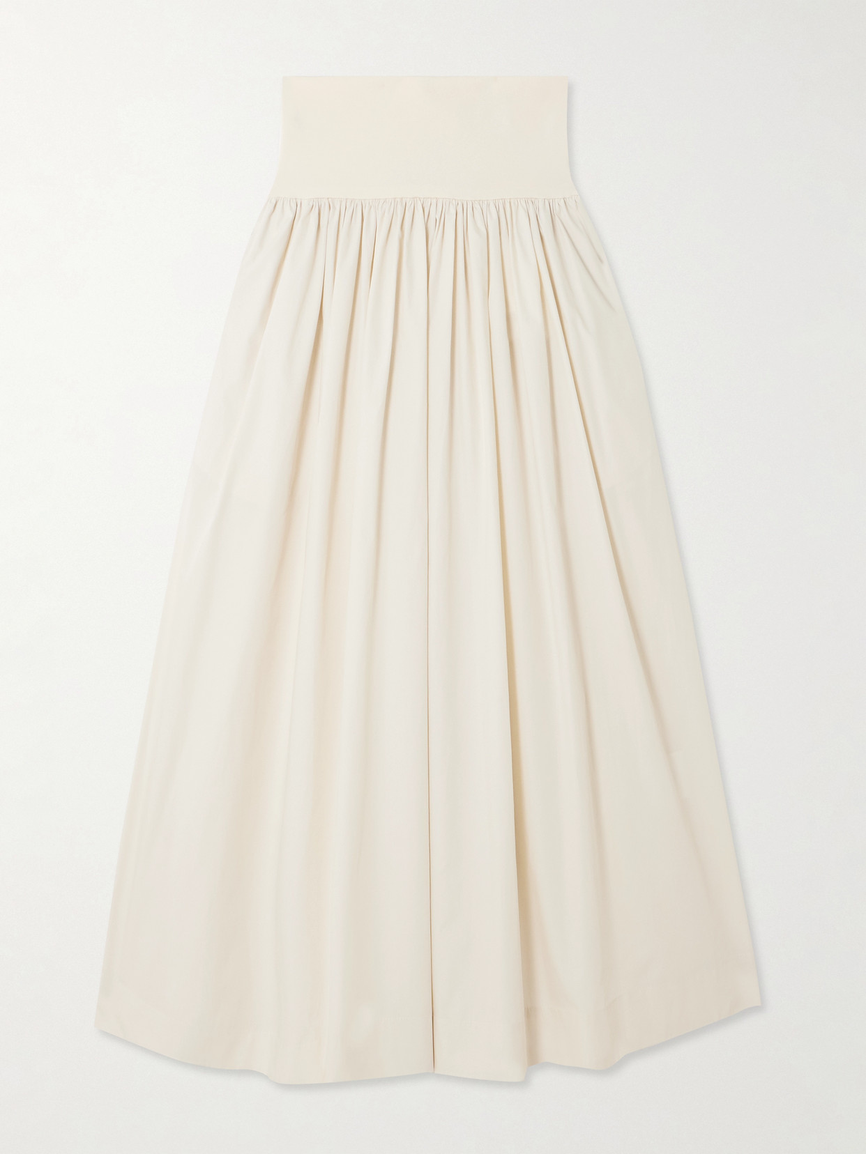 Esse Studios Gathered Organic Cotton-poplin And Stretch-knit Maxi Skirt In Neutral