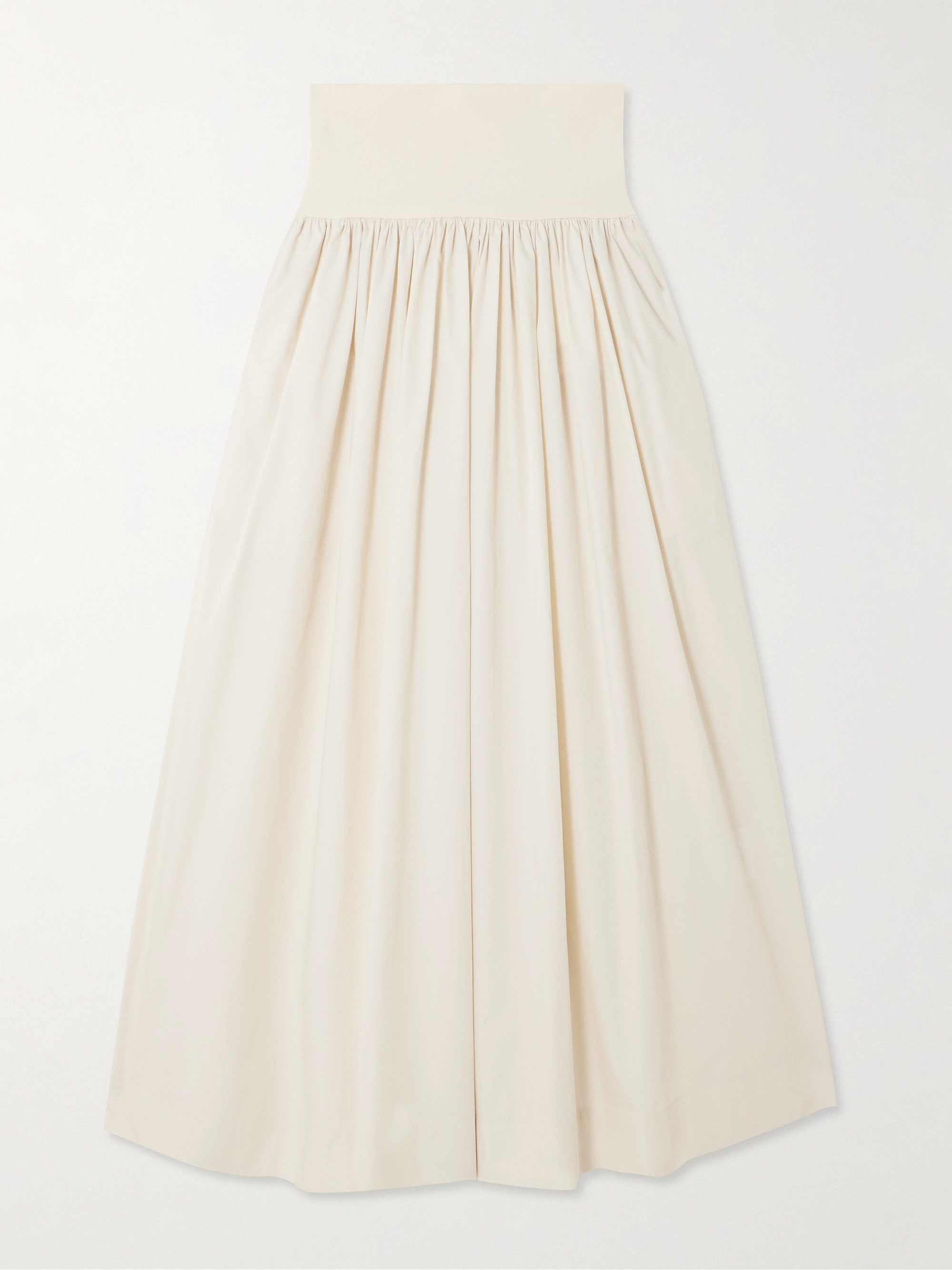 Esse Studios Gathered organic cotton-poplin and stretch-knit maxi skirt
