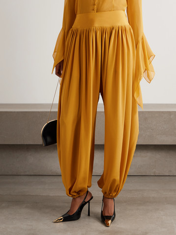 Altuzarra Kiddo gathered silk tapered pants