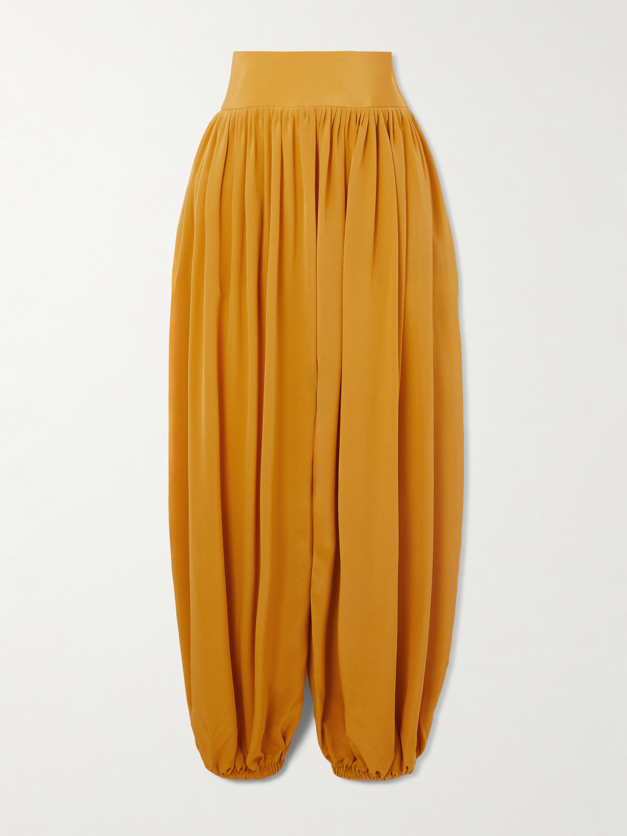 Altuzarra Kiddo Gathered Silk Tapered Pants In Yellow