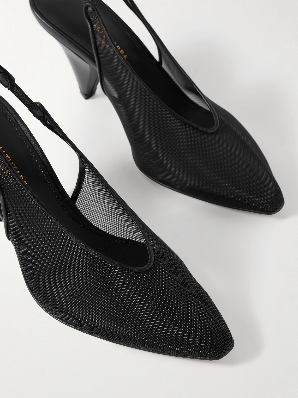 Altuzarra Leather-trimmed Mesh Slingback Pumps In Black
