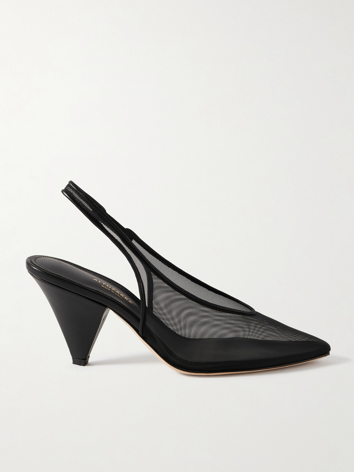 Altuzarra Leather-trimmed Mesh Slingback Pumps In Black