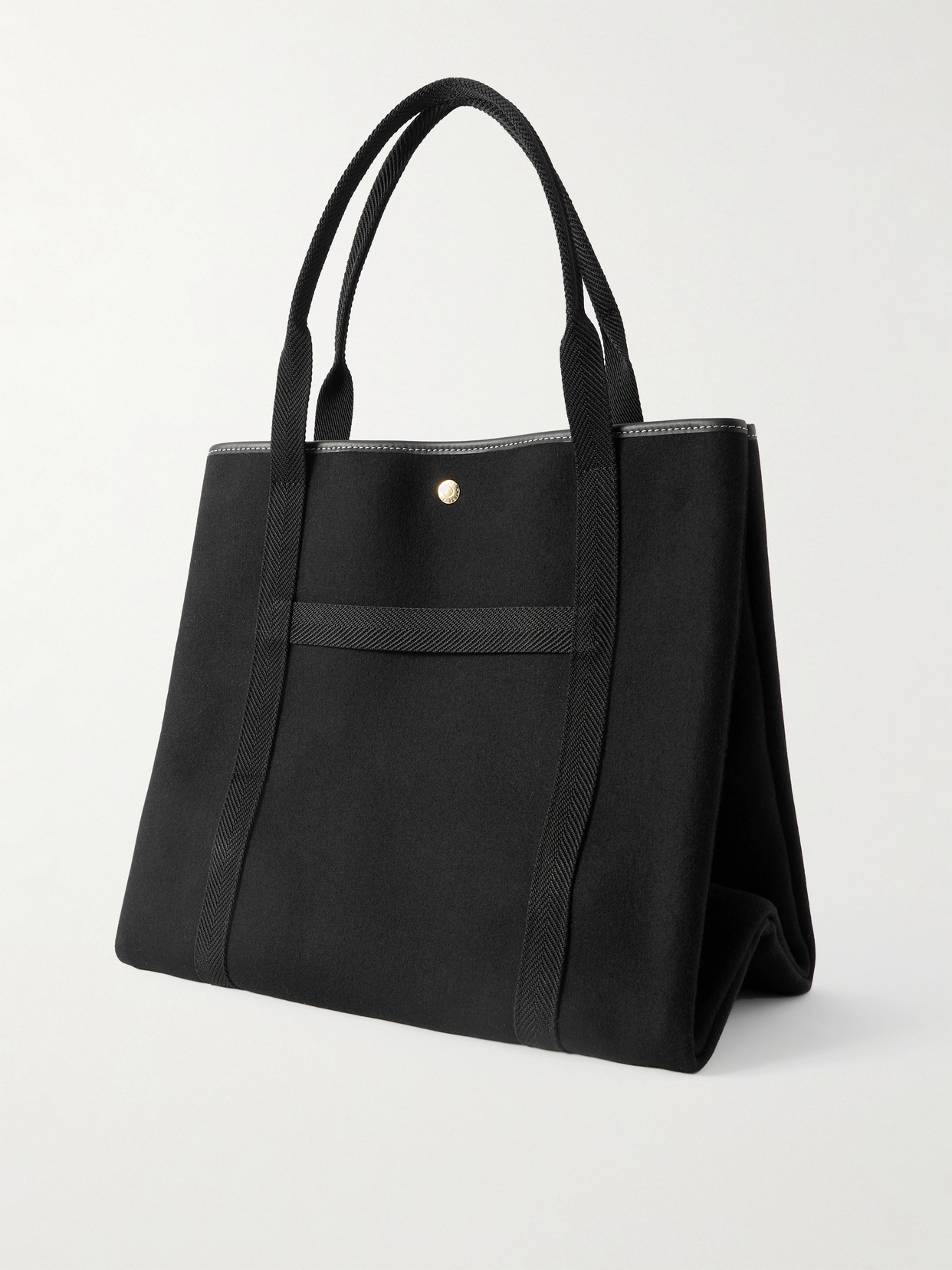 Rue De Verneuil Traversée Whip Large Webbing And Leather-trimmed Felt Tote In Black