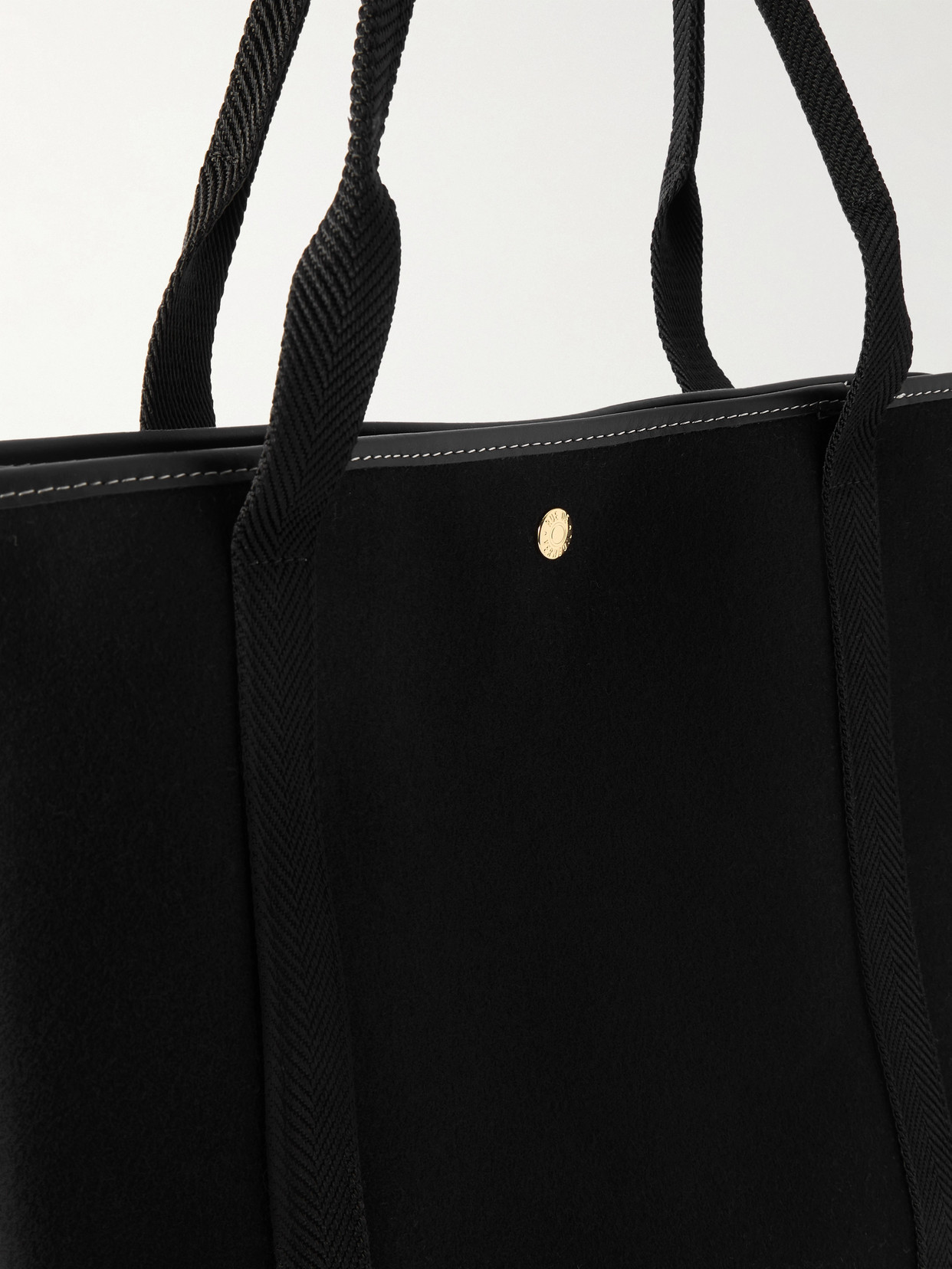 Rue De Verneuil Traversée Whip Large Webbing And Leather-trimmed Felt Tote In Black