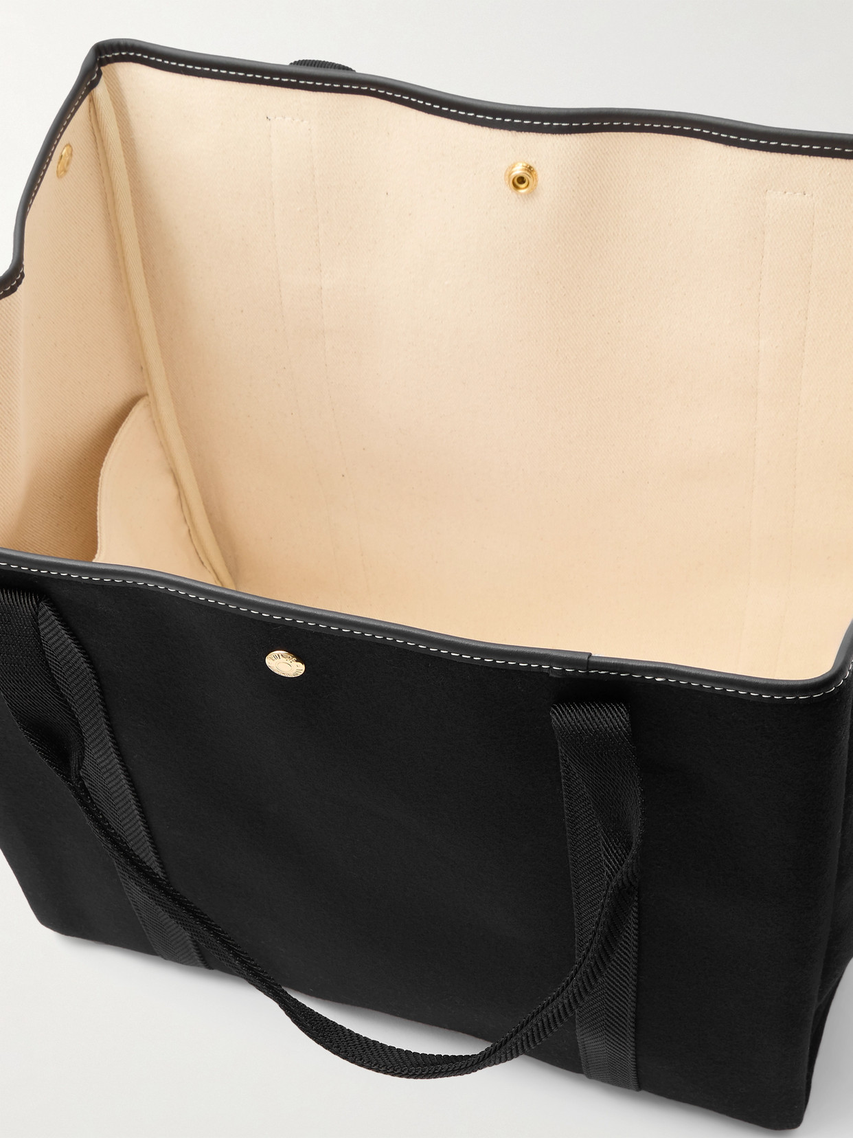 Rue De Verneuil Traversée Whip Large Webbing And Leather-trimmed Felt Tote In Black