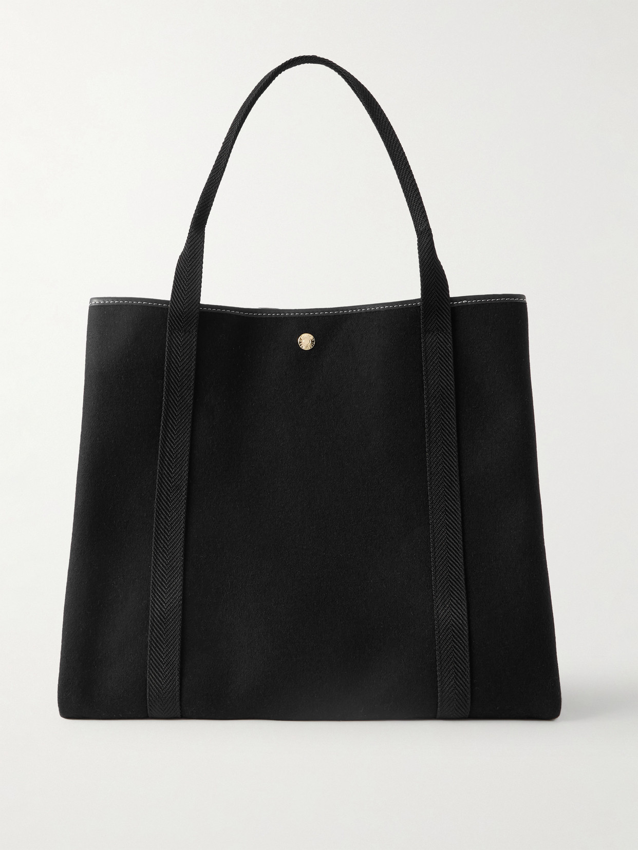 Rue De Verneuil Traversée Whip Large Webbing And Leather-trimmed Felt Tote In Black