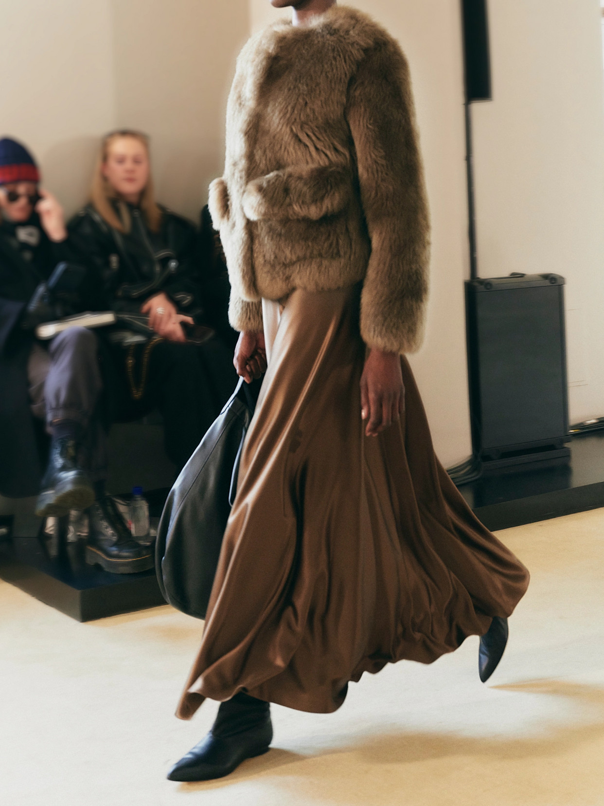 Altuzarra Maury Lamb Shearling Collarless Coat In Brown
