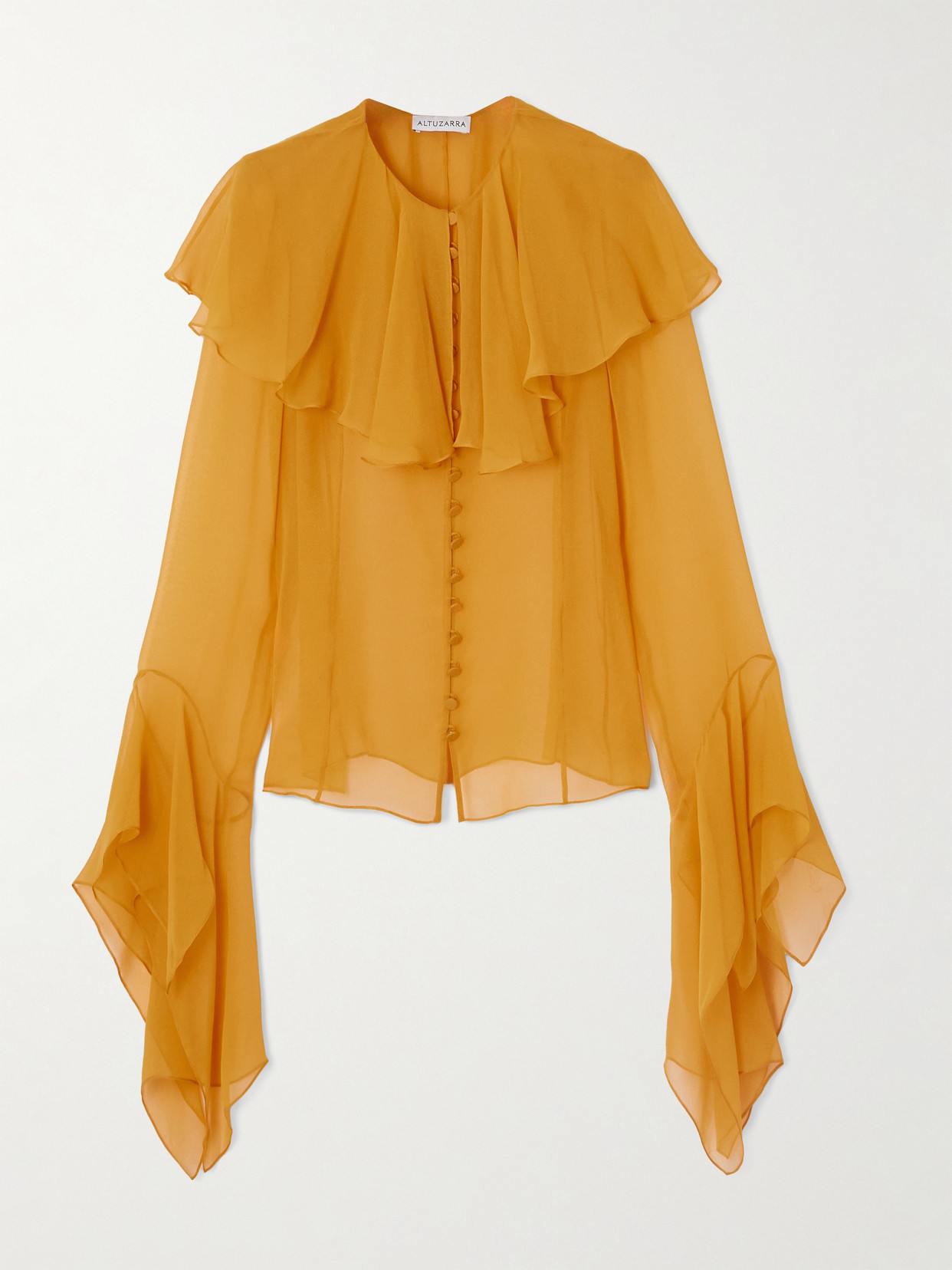 Altuzarra Alida Ruffled Silk-chiffon Blouse In Yellow