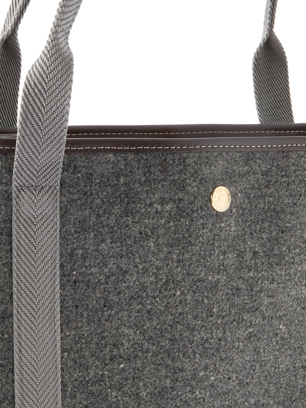Rue De Verneuil Traversée Whip Medium Leather And Webbing-trimmed Wool-blend Felt Tote In Gray