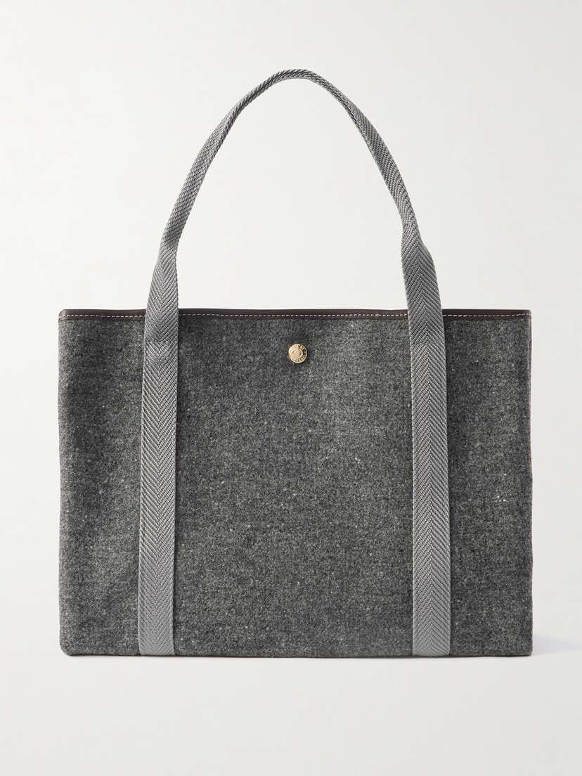 RUE de VERNEUIL Traversée Whip Medium Leather And Webbing-trimmed Wool-blend Felt Tote