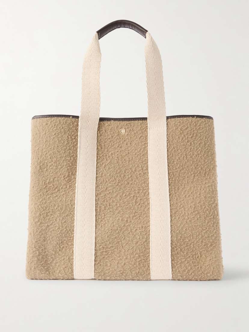RUE de VERNEUIL Traversée Shaggy Large Webbing And Leather-trimmed Brushed-felt Tote