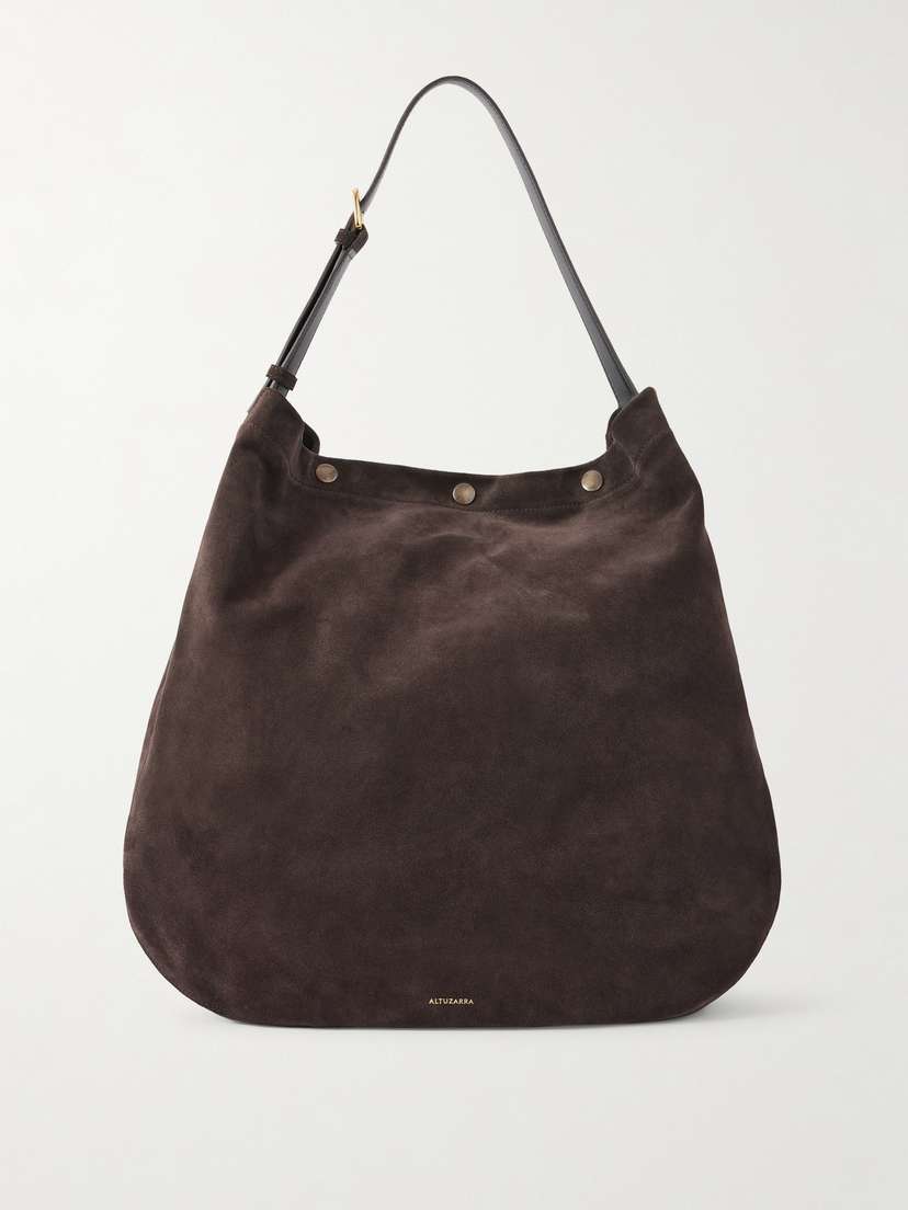 Altuzarra Logo-detailed Leather-trimmed Suede Shoulder Bag