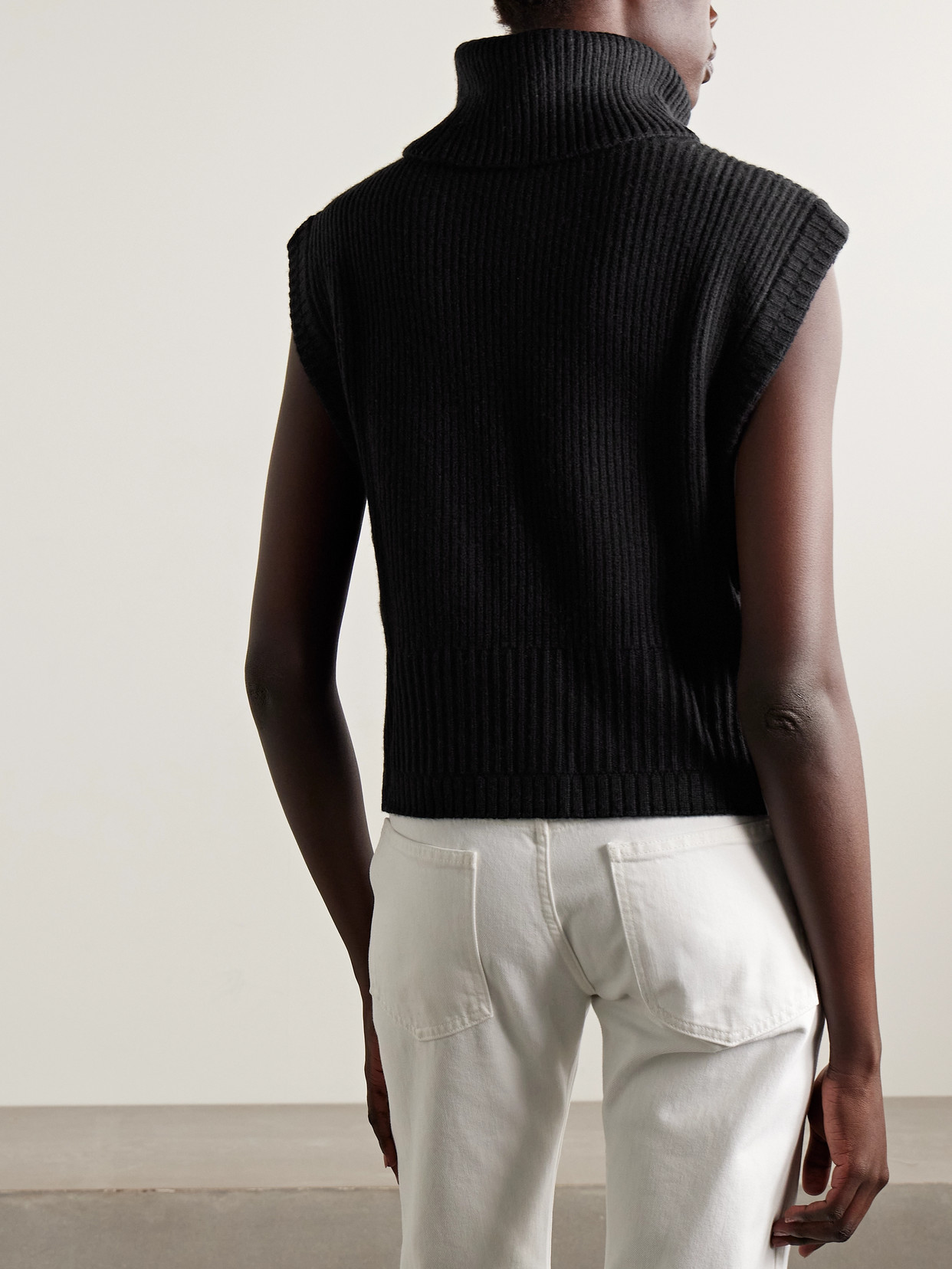 Simkhai Maple Ribbed Wool-blend Turtleneck Tank In Black