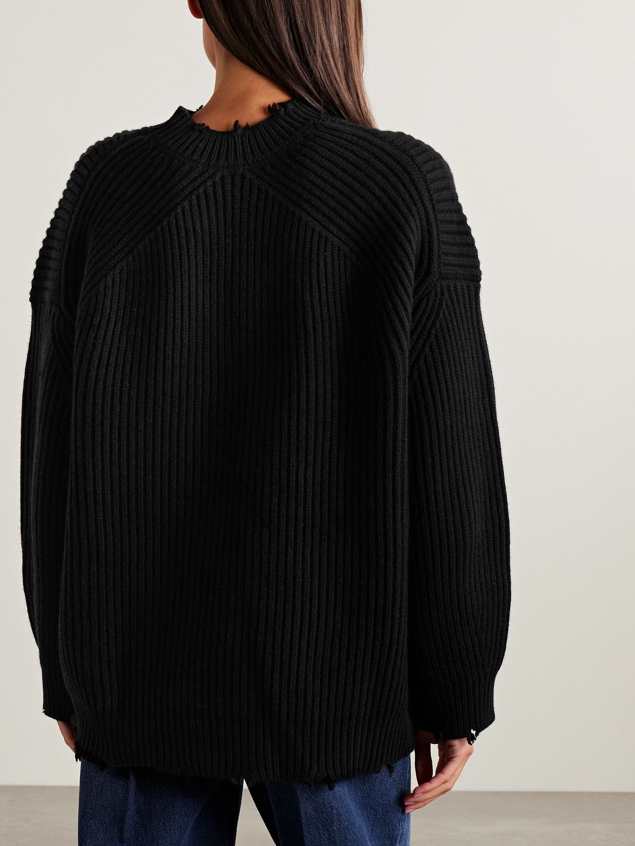 Simkhai Willa Distressed Ribbed Wool Sweater In Multi